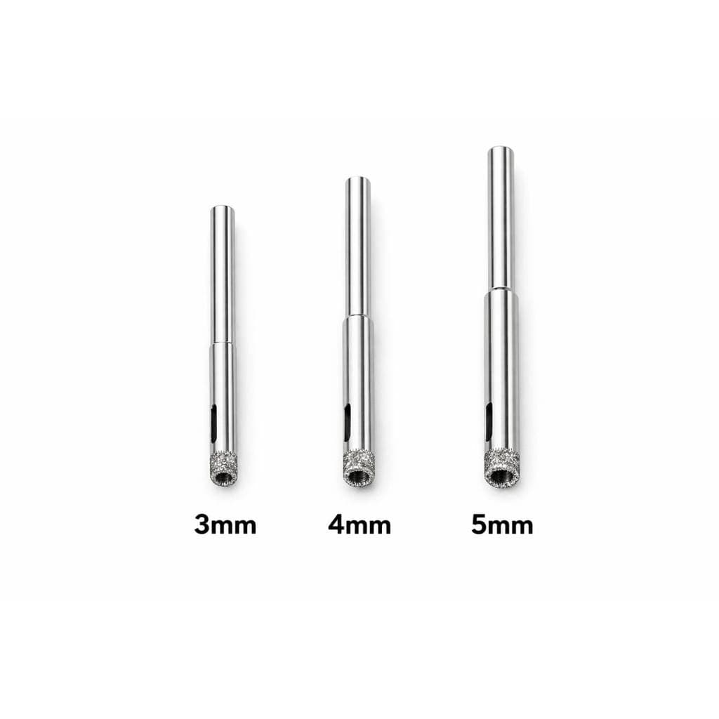 kit 30 pcs Serra Copo Brocas Diamantada 3 4 e 5mm Furar garrafa Porcelanato Vidro p/ furadeira manual e micro retifica