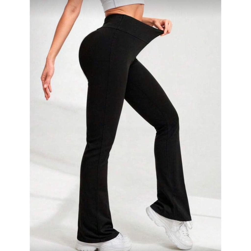 Calça Legging Flare Bailarina Cintura Alta Modela Bumbum Feminina Zero Transparência