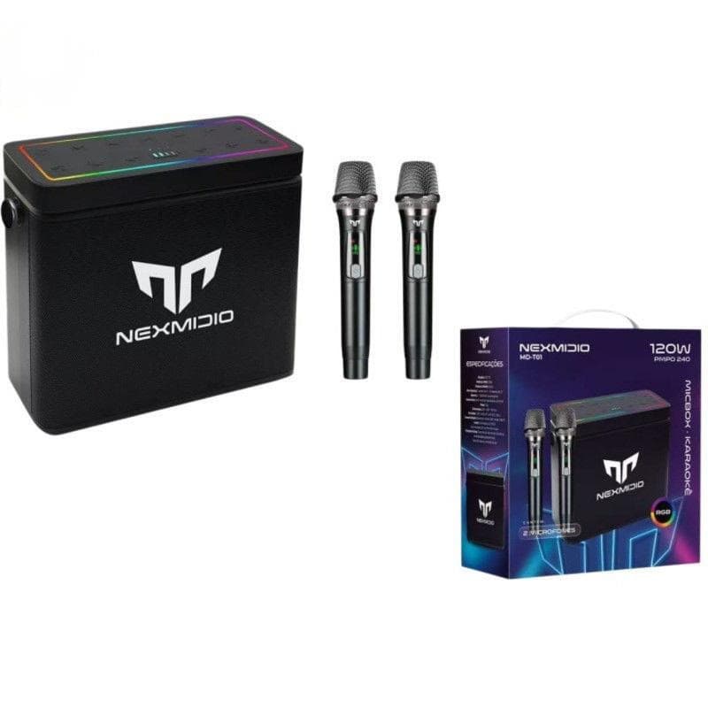 Caixa de som portátil Bluetooth para karaokê com dois microfones, alto-falantes potentes e som de alta qualidade MD-T01