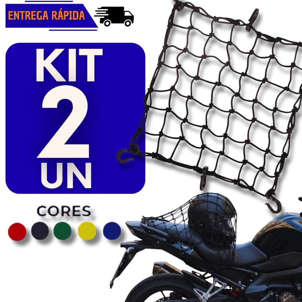 Kit 2 Rede Aranha Elástica Para Capacete Moto Bagageiro Alta Resistência Redinha Acessório