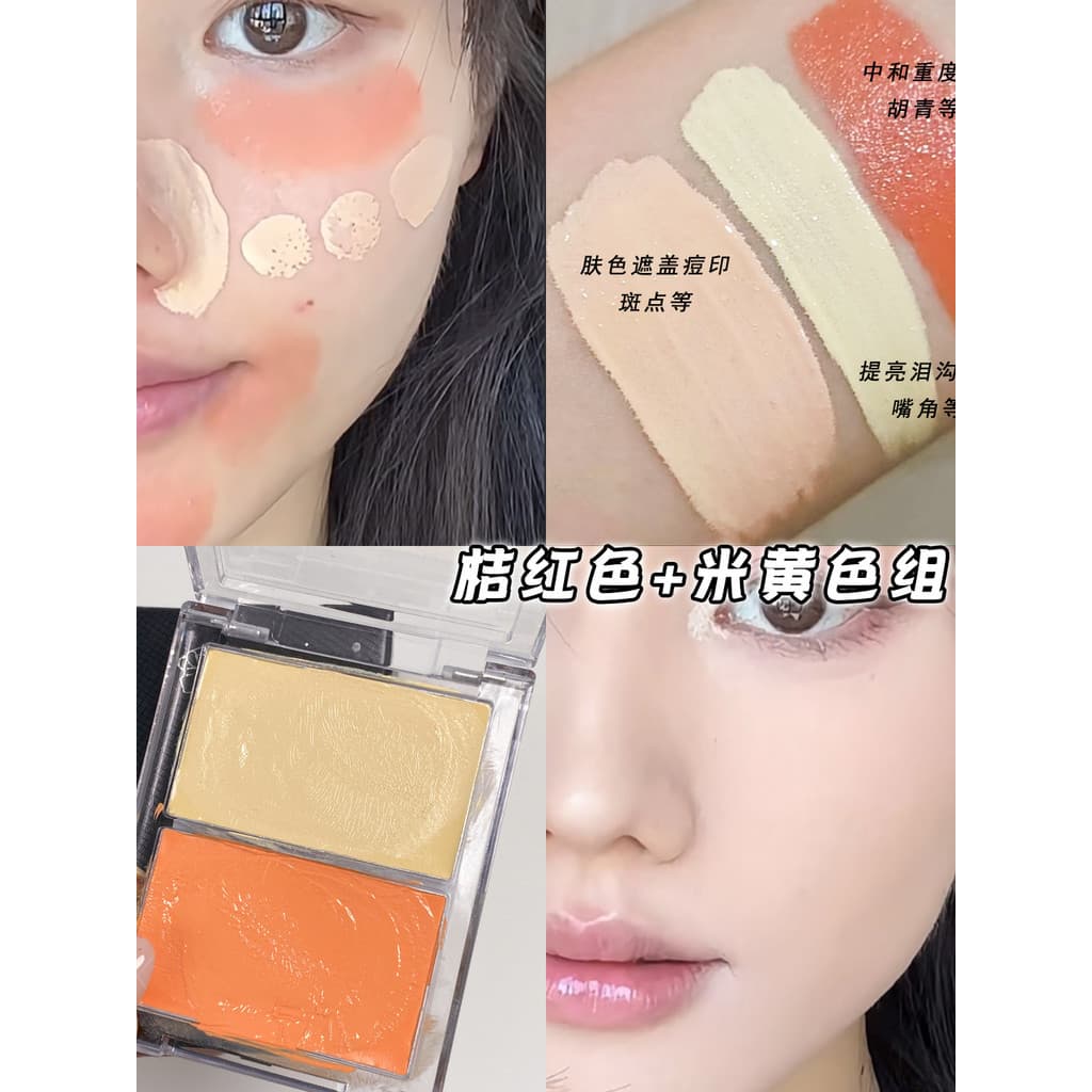 Corretivo laranja corretivo esconder olheiras cor laranja amarelo paleta de duas cores capa rasgo sulco linhas nasolabia