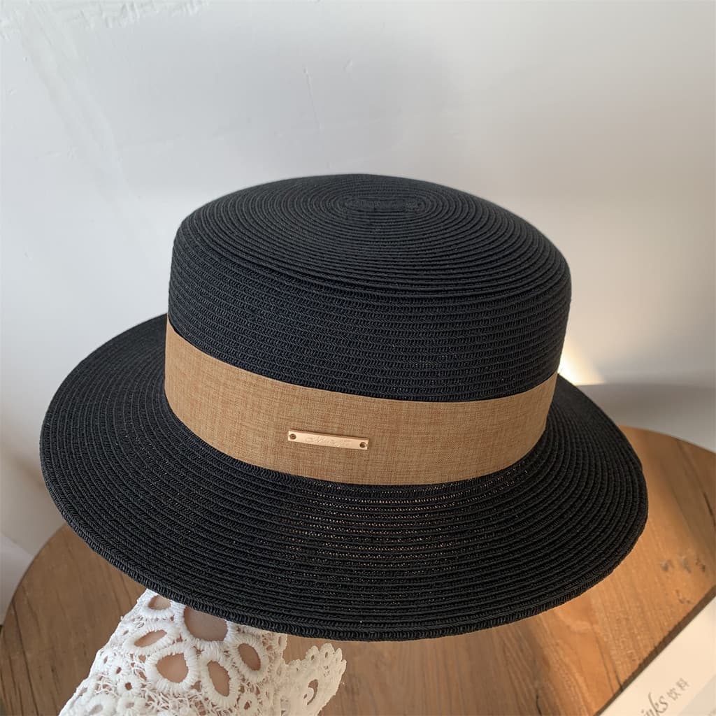 Moda verão de aba curta plana trançado guarda-sol chapéu de palha feminino verão estilo japonês novo estilo protetor sol