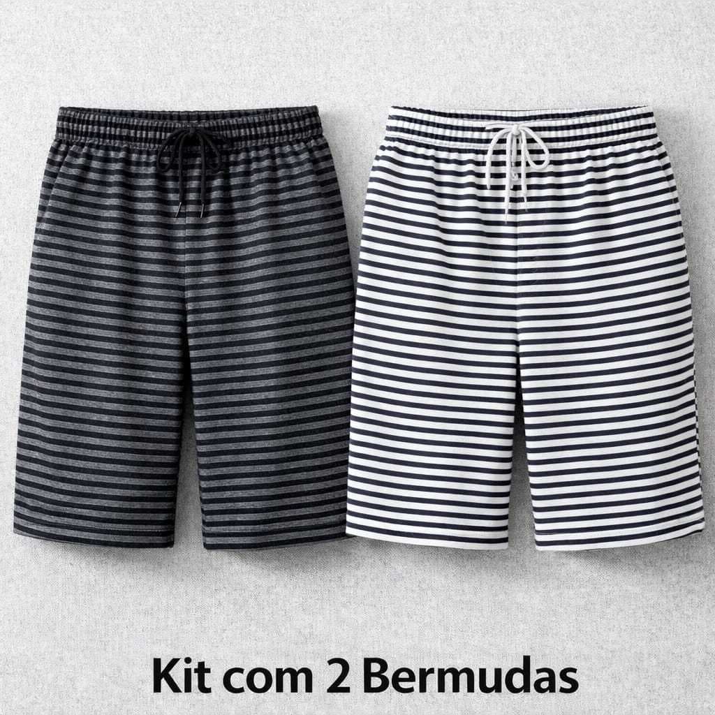 Kit 2 Bermudas Masculinas Casual Algodão Dia a Dia Qualidade