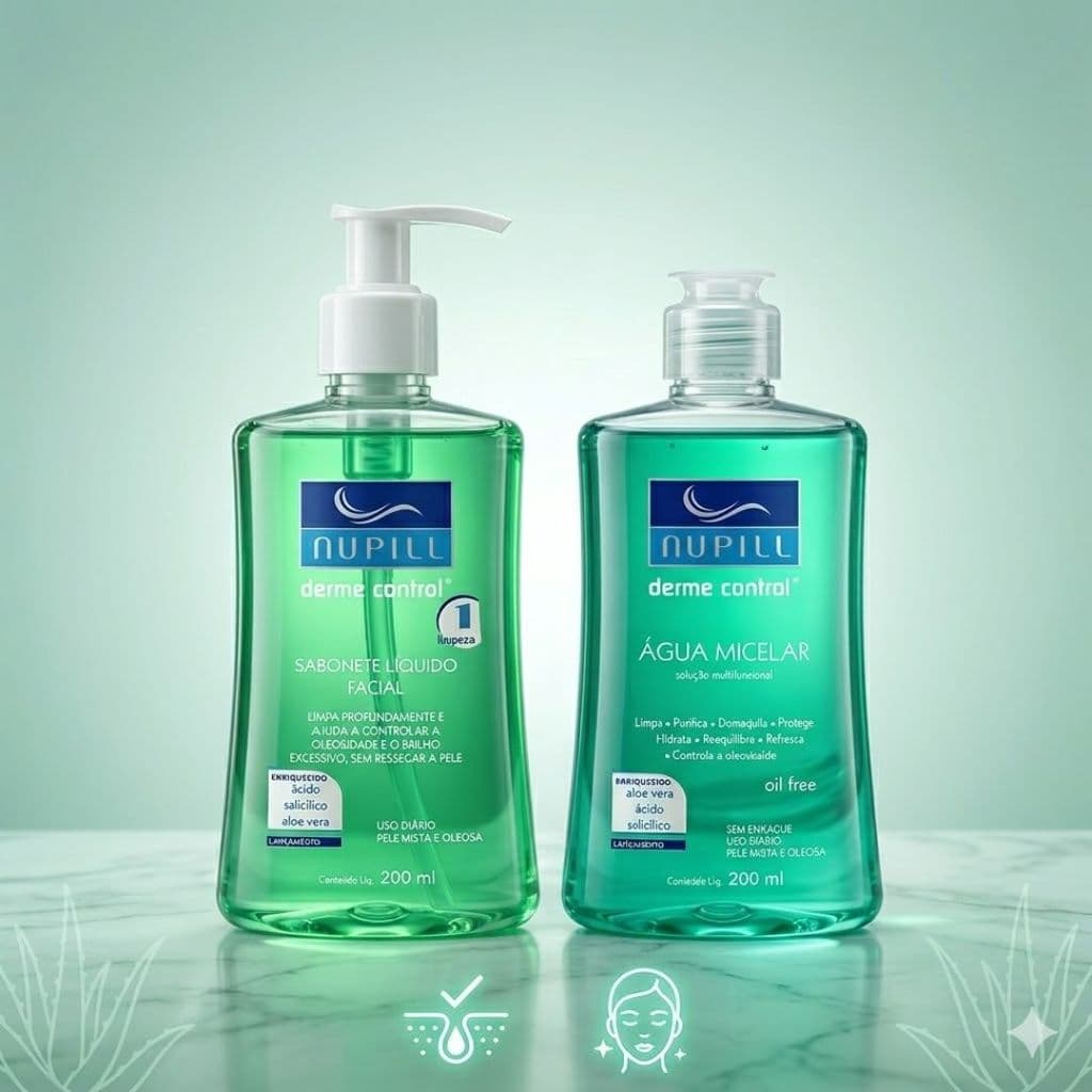 Kit Nupill Derme Control Sabonete 200ml + Água Micelar 200ml