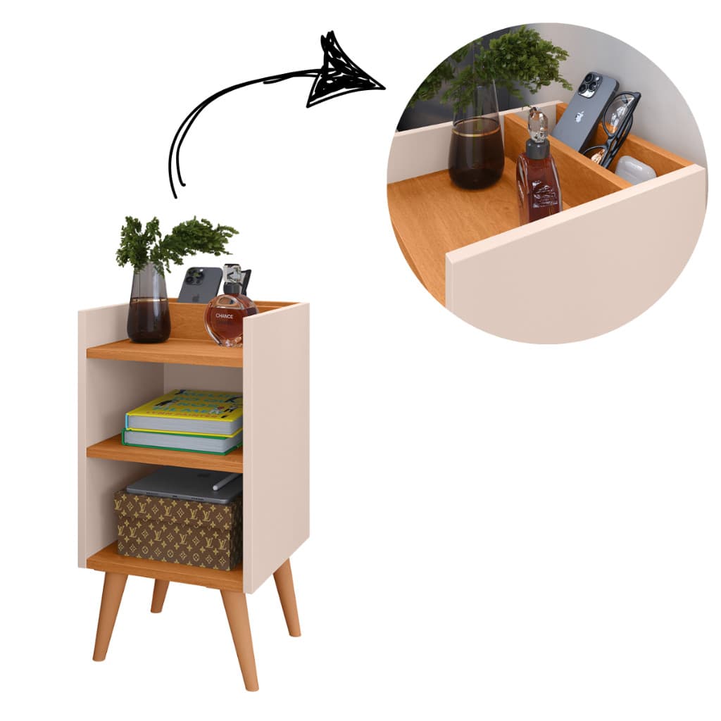 UNITARIO Mesa De Cabeceira Max Retro Com Organizador E Porta Celular VARIAS CORES