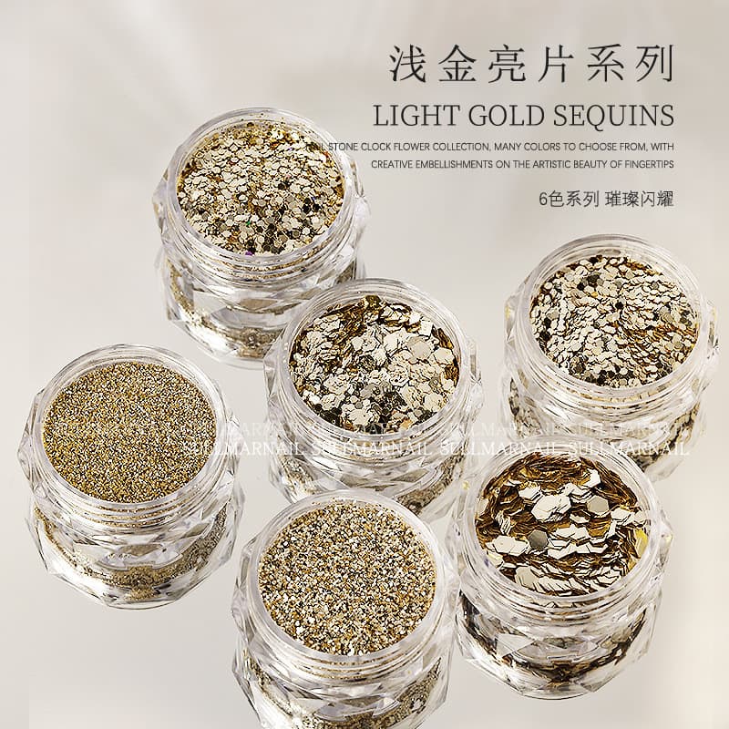 Acessórios de Manicure lantejoulas luz ouro espessura misturada Glitter Irregular champanhe pequenas lantejoulas decoraç