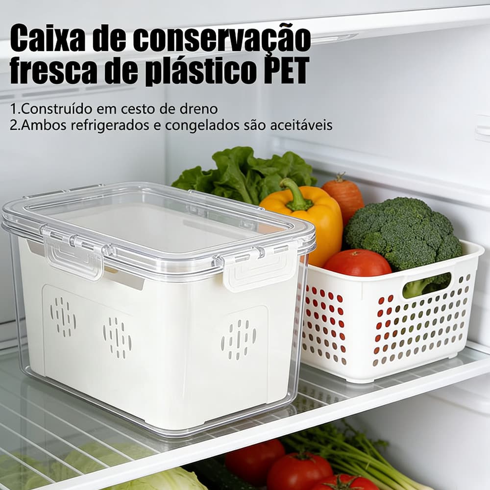 Caixa selada de cozinha Durável Grande capacidade Caixa de armazenamento Caixa de preservação de alimentos fresca