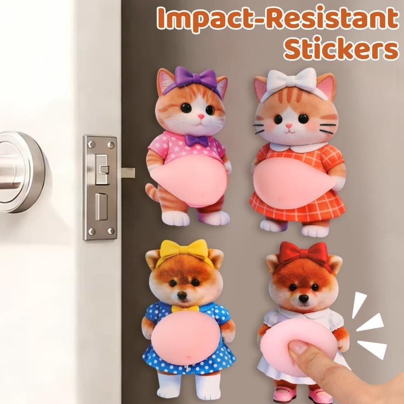 Adesivos De Bunda De Desenho Animado Kawaii Chubby-Decalque Divertido Para Alívio Do Estresse Cães E Gatos-Adesivo Vívid