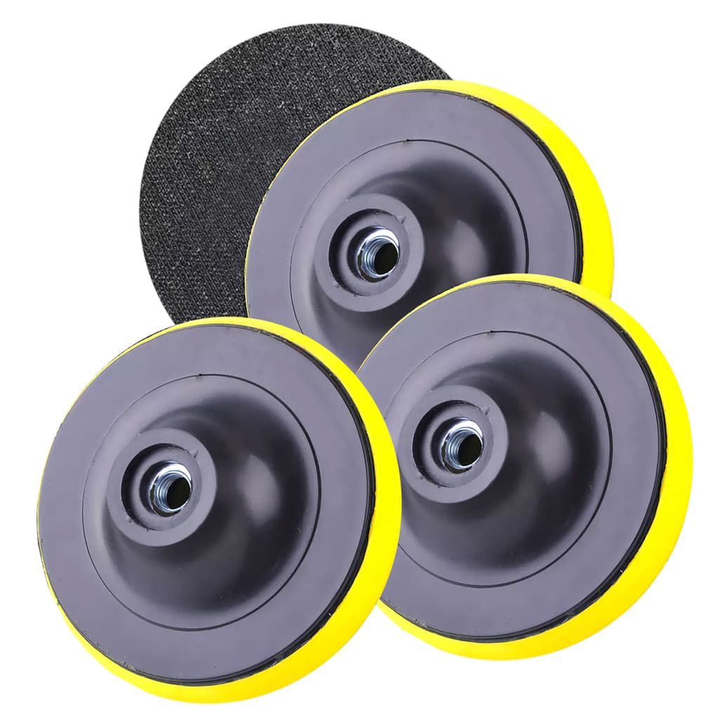 Kit 3 Suportes Disco 150mm 6 Pol Politriz Esmerilhadeira Lixa Rosca M14 Boina Com Velcro