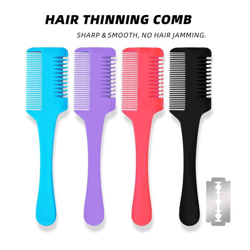 Pente Com Navalha Navalhete Desfiador De Cabelo E Barba Aparador Lâmina Desfia Tira Volume