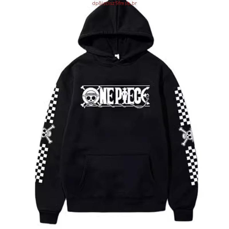 Moletom One Piece Anime Ace Barba Branca Blusa de Frio Canguru
