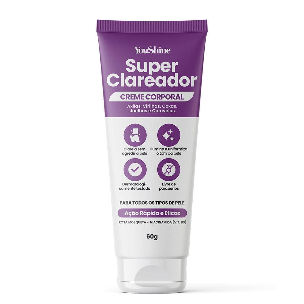 Creme Super Clareador De Virilha e Axila Niacinamida e Rosa Mosqueta YouShine 60g Manchas Escuras