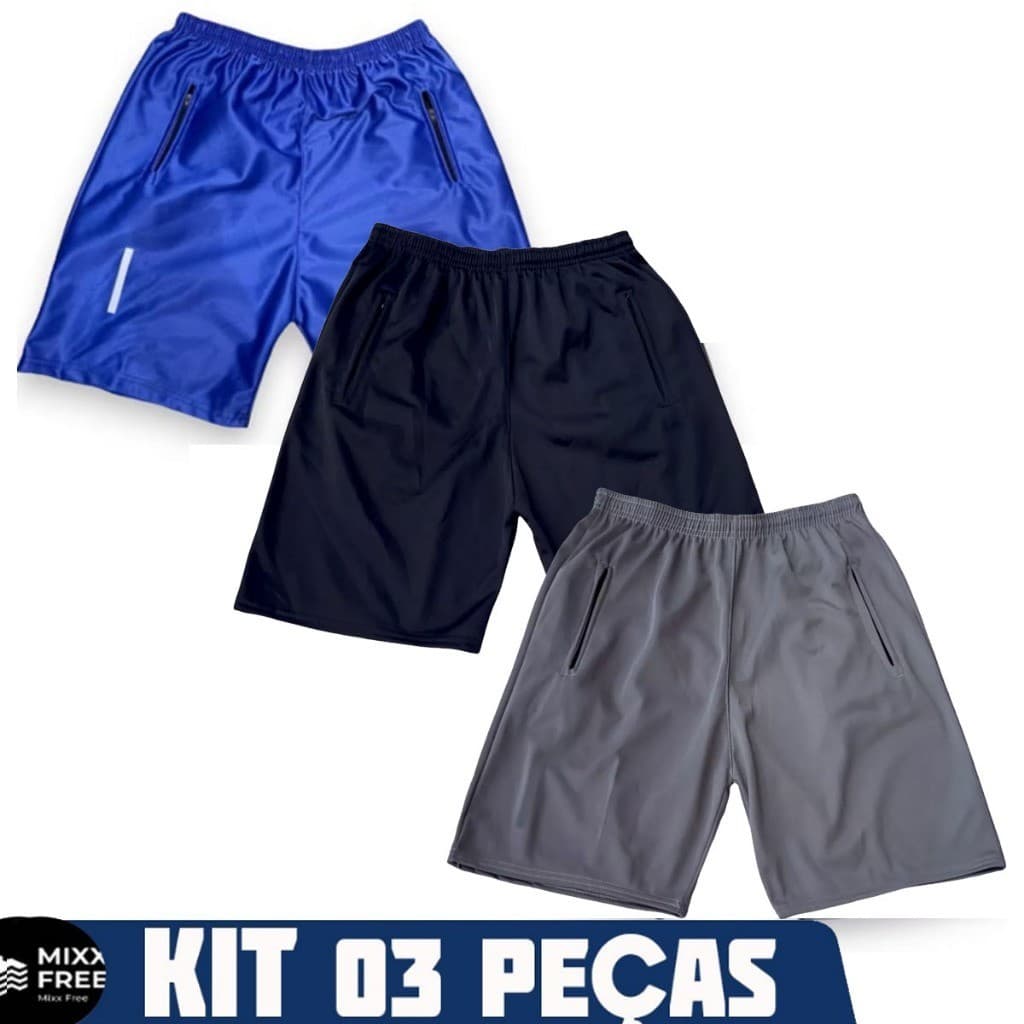 Kit 3 Bermuda Esportiva Masculina Short Para Corridas e Academia
