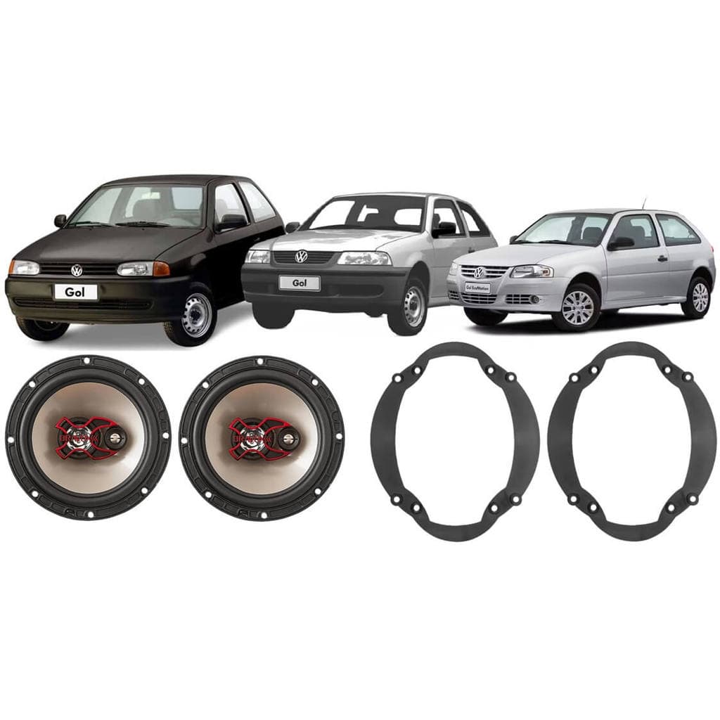 Kit 2 Alto Falante Bravox P/ Gol G2 G3 G4 2p Traseiro + Aros