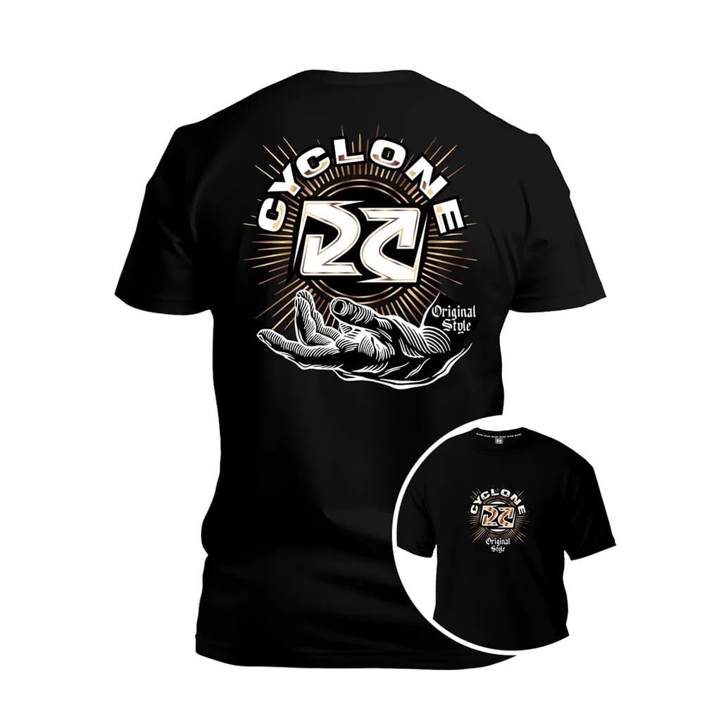 Camiseta Masculina Preta Cyclone com Arte Estilo Moto e Streetwear Envio Imediato