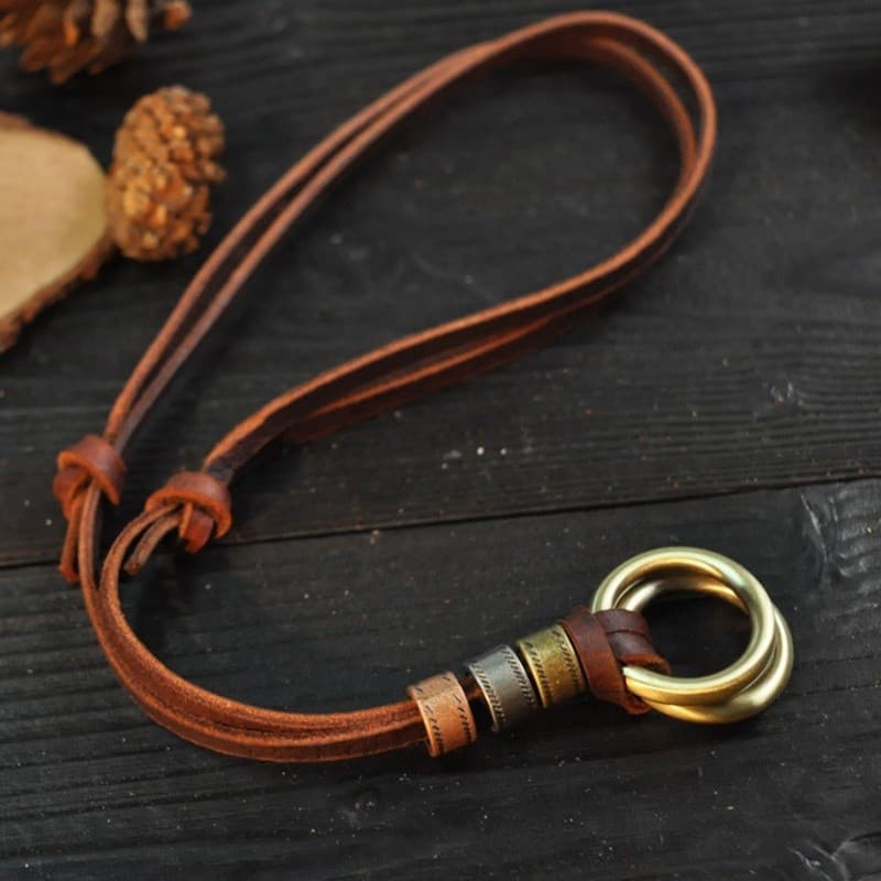 Colar De Couro Masculino E Feminino Com Pingente De Corda 8B23