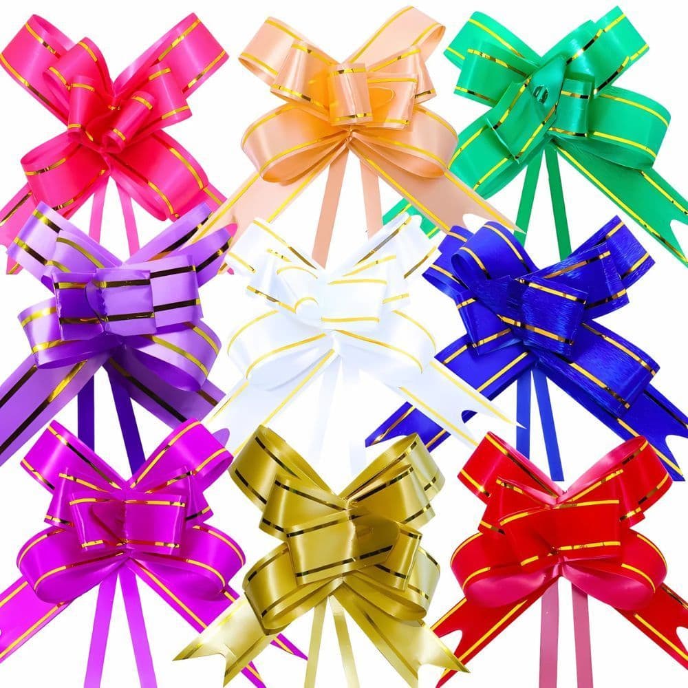 200 Laços Fácil tamanho M  Fio Dourado 18mm x 34cm para Presente e Decoração
