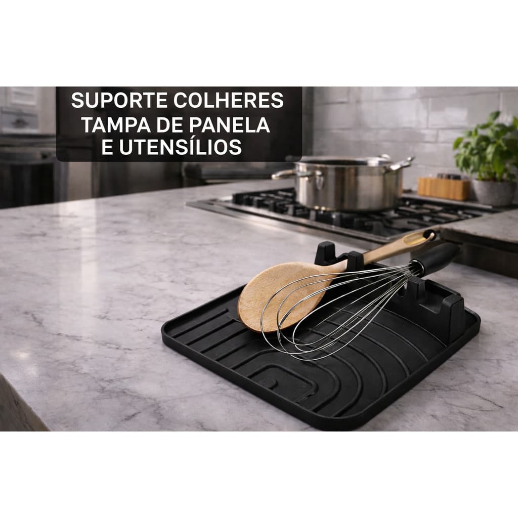 Suporte Colher Cozinha - Organizador Utensílios Bancada Clean! Cozinha sem pre Limpa