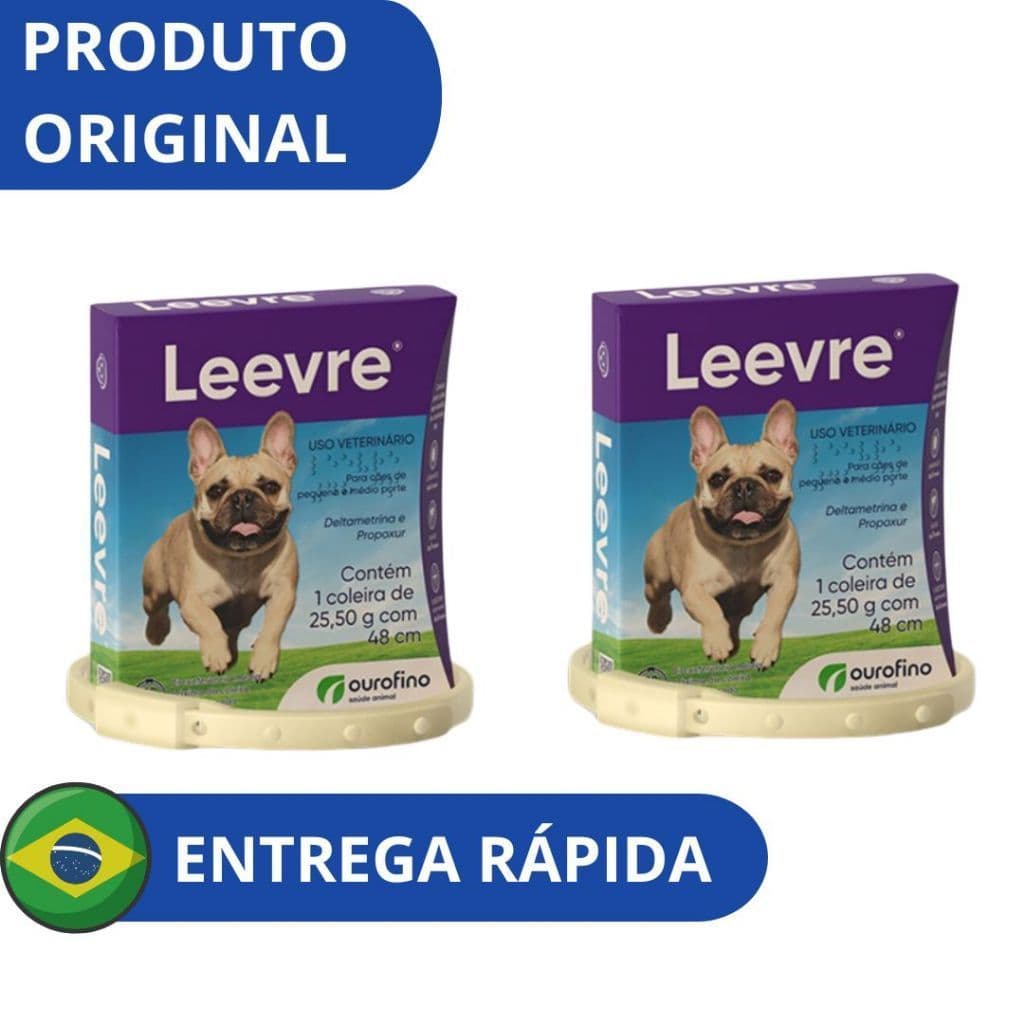 2 X Coleira Leevre Antipulgas Carrapato Leishmaniose 48cm