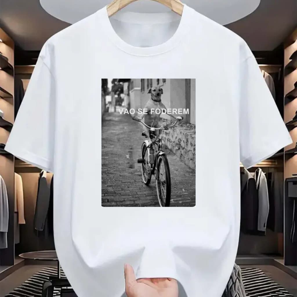 Camiseta Personalizada "Vão se foderem" Cachorro Caramelo Camisa Estampada Unissex Estampas Engraçadas 100% Algodão