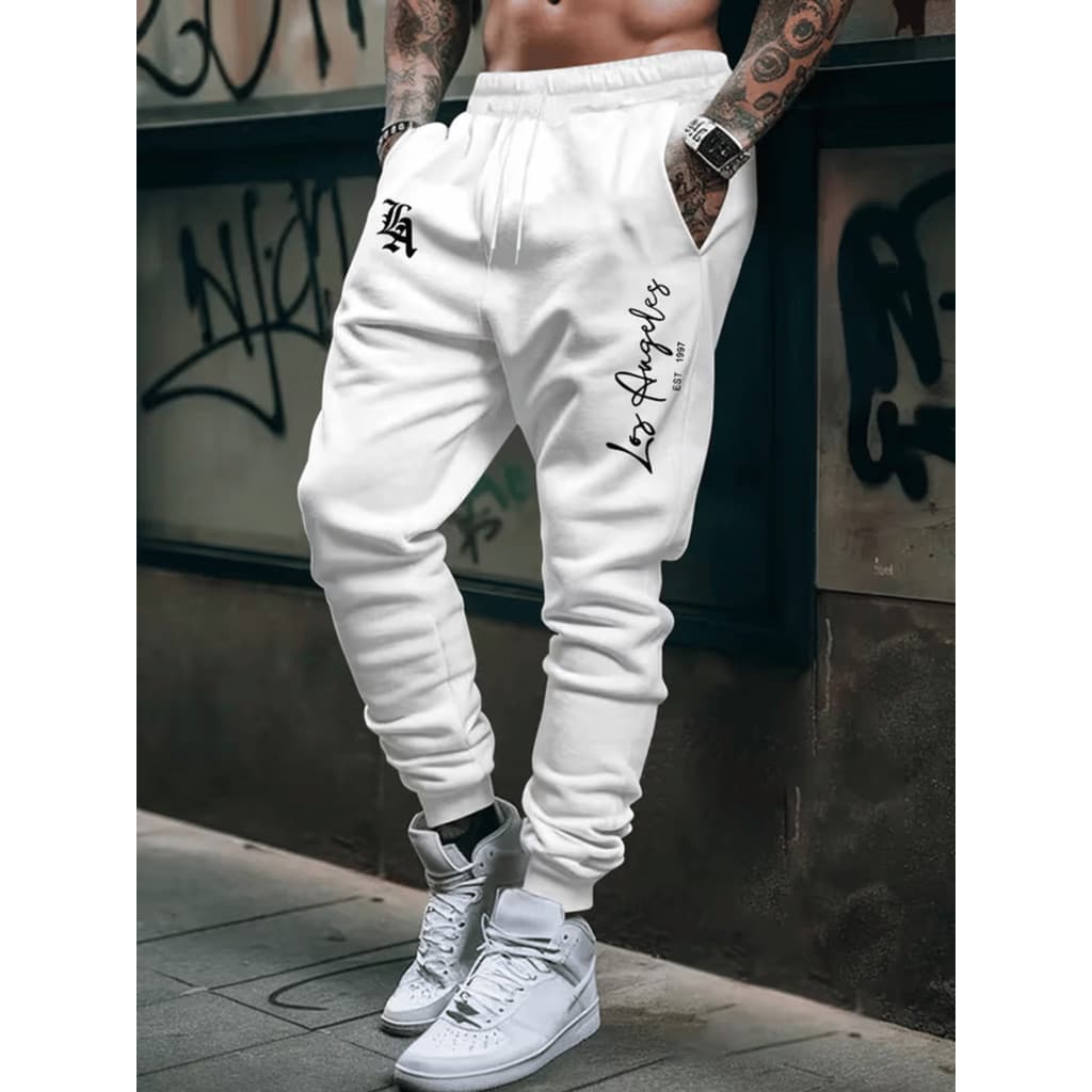 Calça Moletom Masculina LA Los Angeles 100% Algodão Flanelado Jogger Envio Imediato
