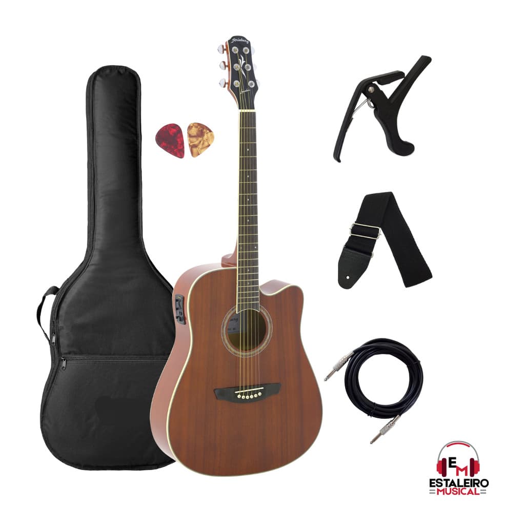 Violão Elétrico Mogno Strinberg London Fosco + Acessórios