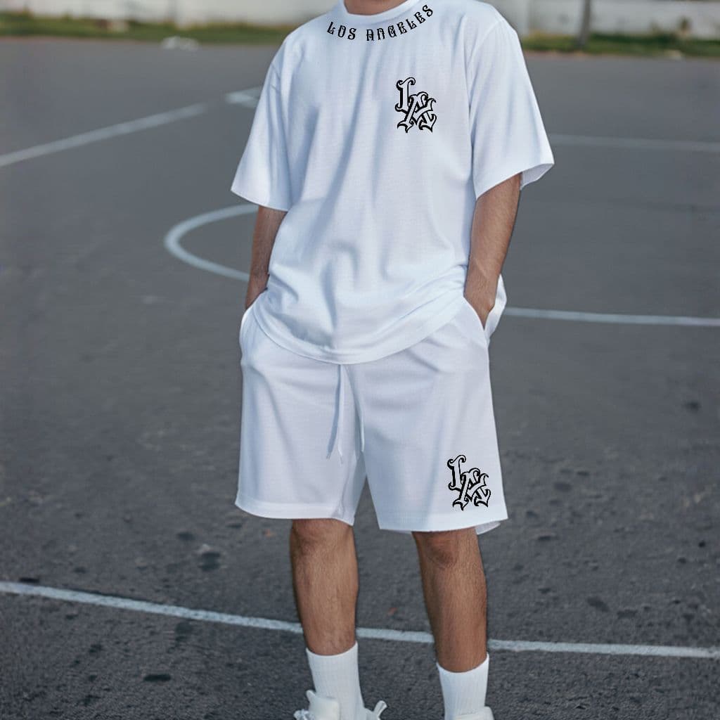 Conjunto Streetwear Vibes Masculino Moda Americana Camista Over E Bermuda tactel