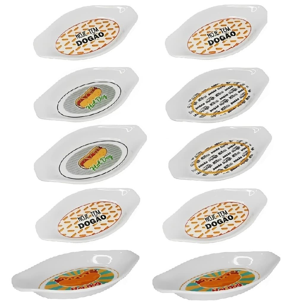 Kit 10 Pratos Para Cachorro Quente Hot Dog Formato Canoa