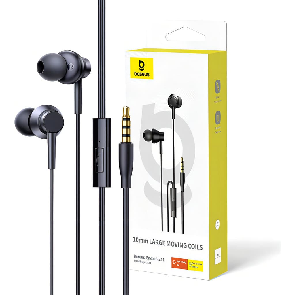 Fone De Ouvido Com Fio E Microfone Entrada P2 Baseus Hz11 Cor Preto