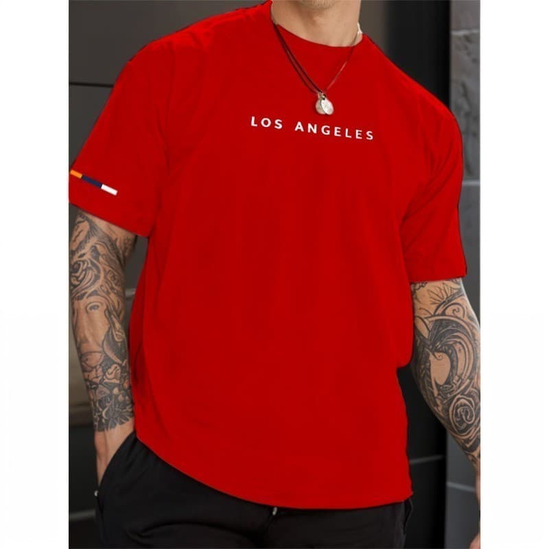 Camiseta Masculina 100% Algodão Los Angeles Urban Street Estilo Moderno Toque Macio Caimento Atual Uso Casual Diário