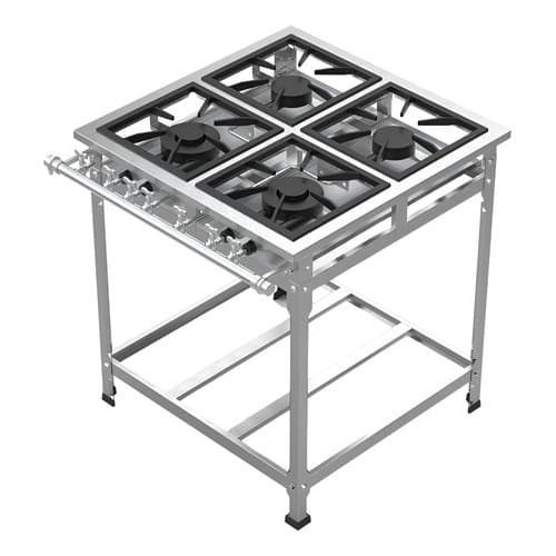 Fogão Industrial 4 Bocas Bp P5 Estampado 2qs 2qd Total Inox Prateado