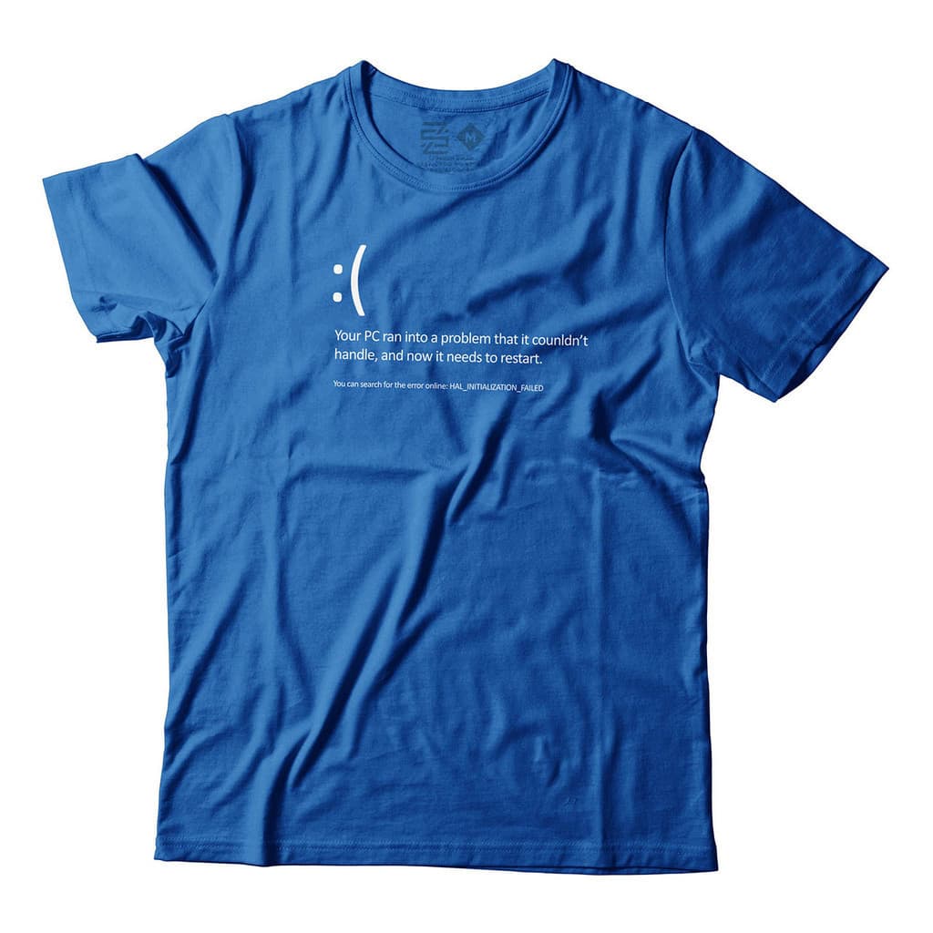 Camiseta Engraçada Tela Azul Do Windows Programador Informática