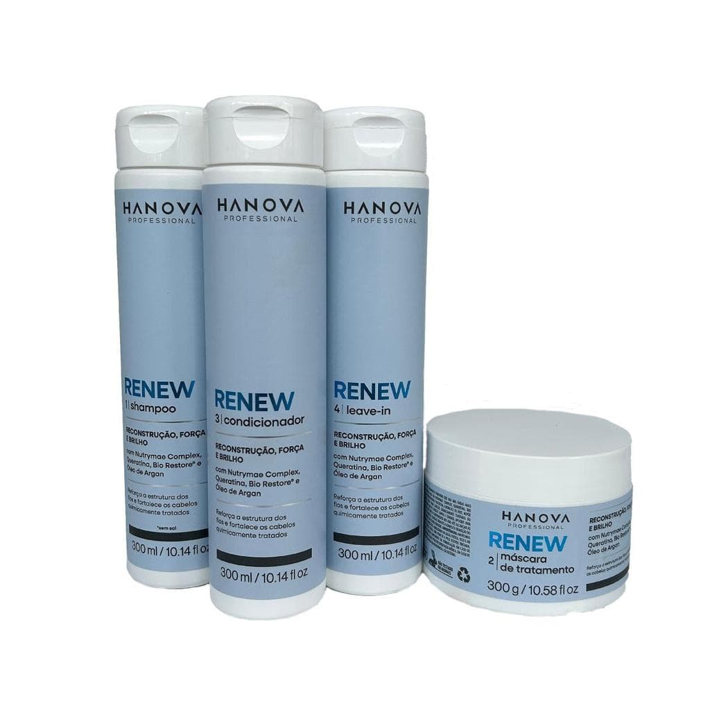 Kit Completo Renew Reconstrução Força Brilho Hanova 4 Itens