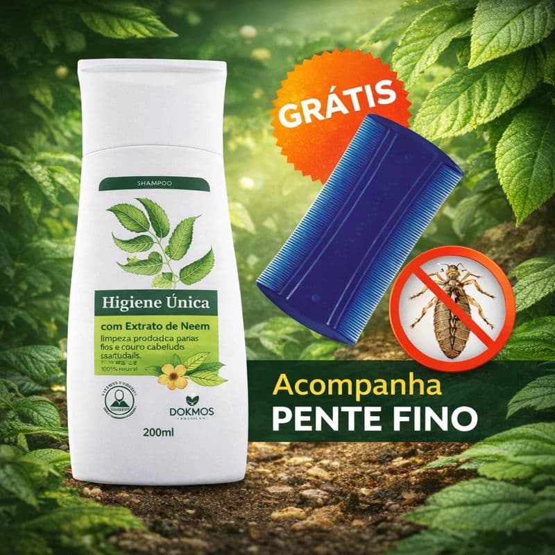 Kit Piolho Shampoo Com Extrado de Neem Combate Piolhos e Lendia Sossego No Seu Dia-a-Dia Higiene Unica Dokoms 200g