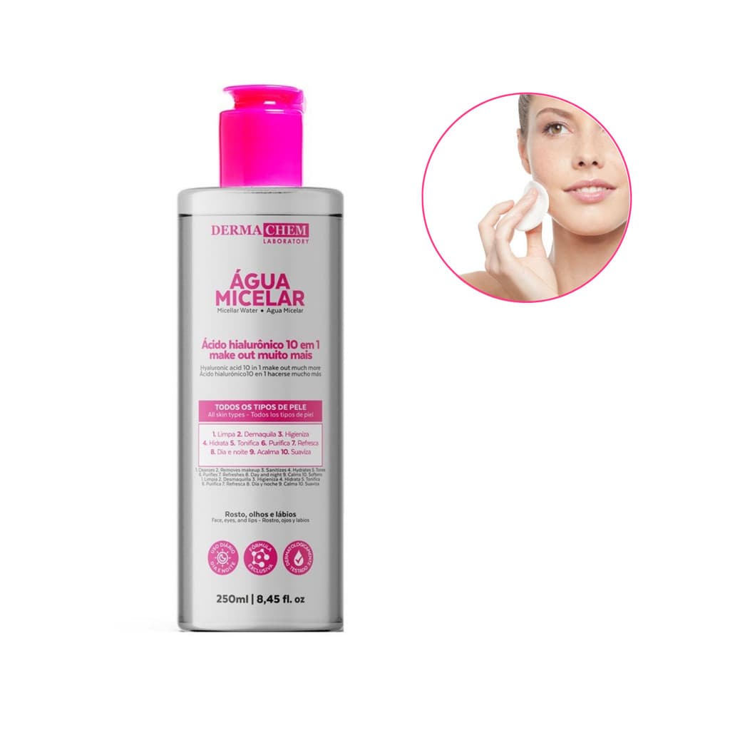 Água Micelar Dermachem Limpa, Remove Maquiagem