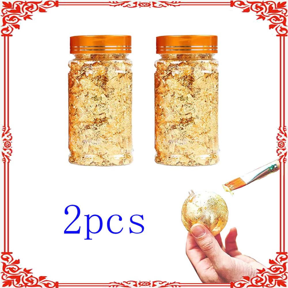 2 frascos de flocos de folha de ouro Peso de um frasco: 20 g