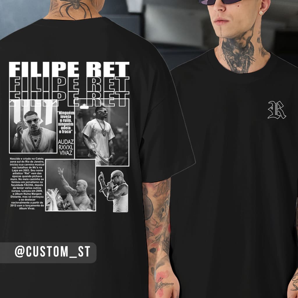 Camiseta Filipe Ret Ninguem Inveja O Ruim Audaz Trap Rapper Style Streetwear Invicto