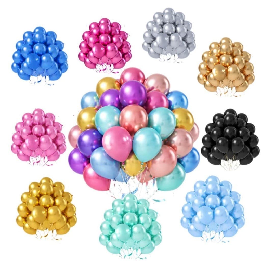 Kit 50 Balão Bexiga Metalizada 10" Decoração De Festa Metalizada Aniversário Casamento Evento Painel