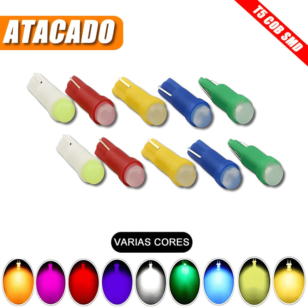 5-10 x Lâmpada Automotiva Pinguinho T5 acrílico Led Painel Carro Esmagadinha camarãozinho T5 led Atacado
