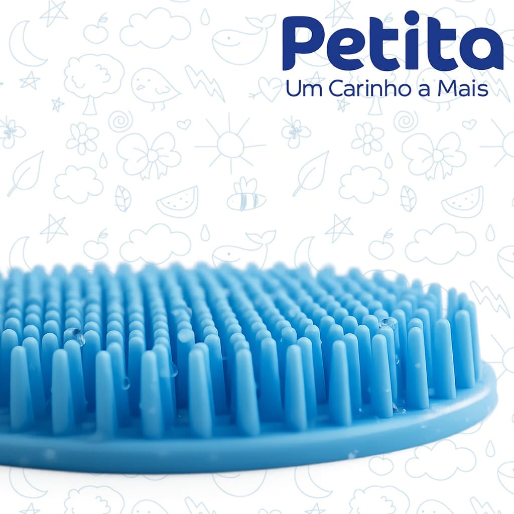 Escova de Banho Silicone Infantil Massageadora Petita - Azul Rosa