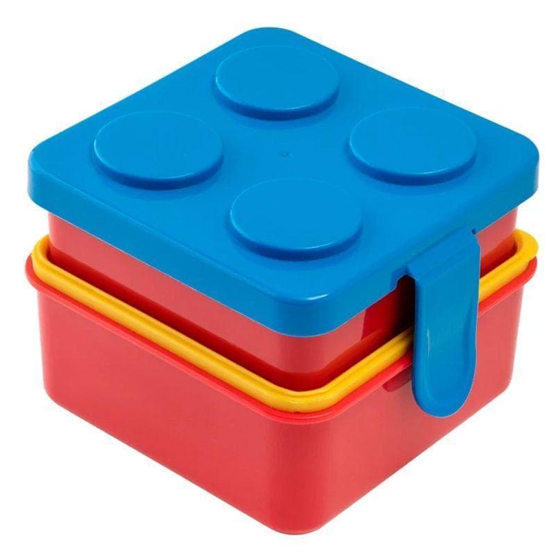Kit Lancheira Infantil - Pote - Infantil dupla com talher Bloco de Montar divertido