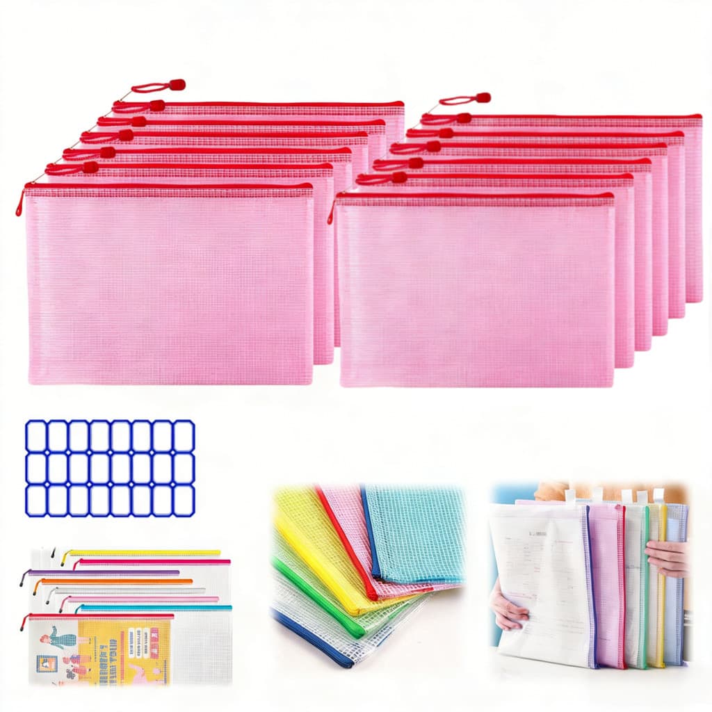 Pacote de 50 peças A4 (34x24cm) Bolsa de arquivo Bolsa organizadora de armazenamento com zíper, bolsa organizadora de ar