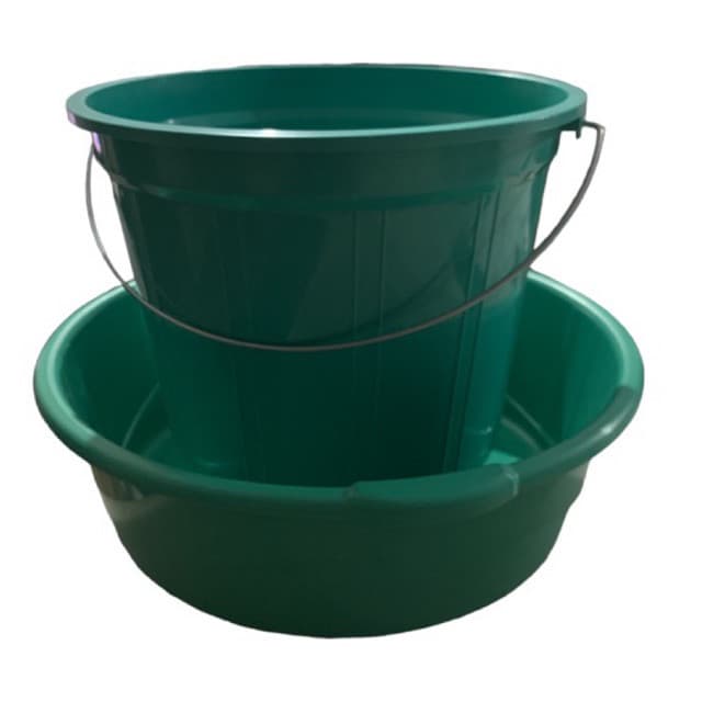 Kit Limpeza Pesada: Balde 7L + Bacia 6,5L Plástico Reforçado