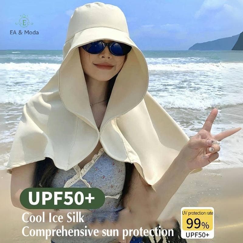 Chapéu de Proteção Solar de Rosto Inteiro EA & Moda, Tamanho Grande, para Mulheres, Uso Externo, Verão, com Protetor Fac