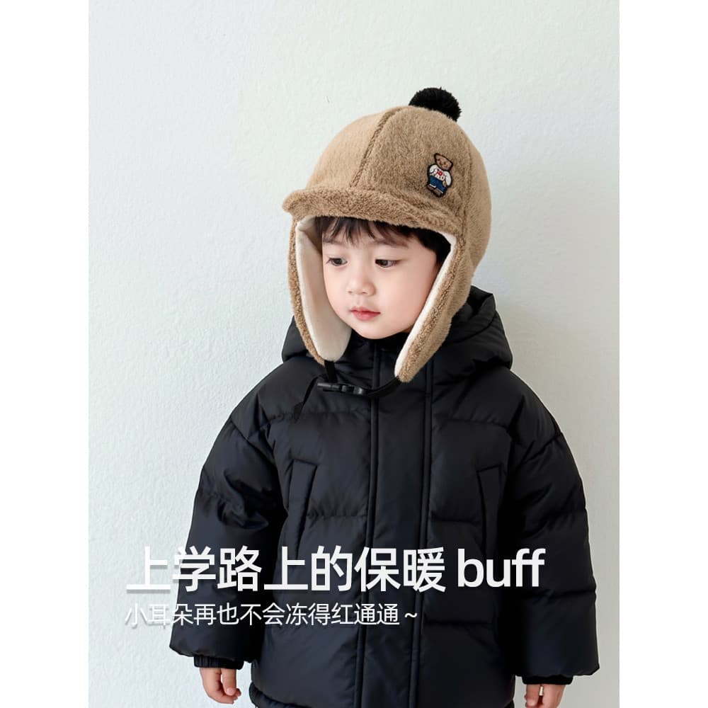 Crianças chapéu Lei Feng chapéu outono inverno bebê chapéu de pelúcia proteção de orelha chapéu meninos meninas quente b