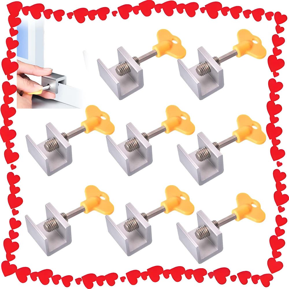 Fechadura de janela deslizante Horizontal Vertical de 8 peças com fechadura com chave e porta de janela de segurança inf