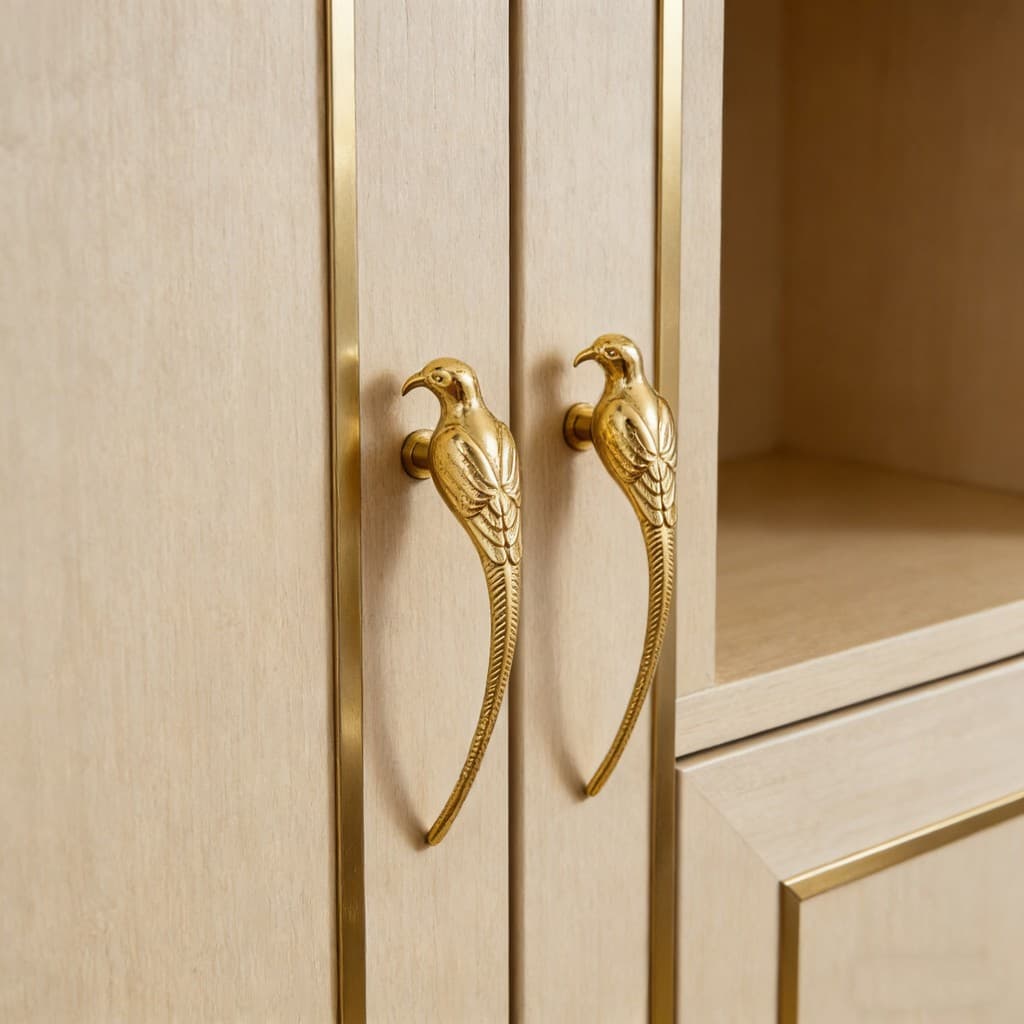 Puxador Personalizado Golden Magpie para Armário de Sapatos e Guarda-Roupa, Puxador Criativo de Estilo Europeu Retrô par