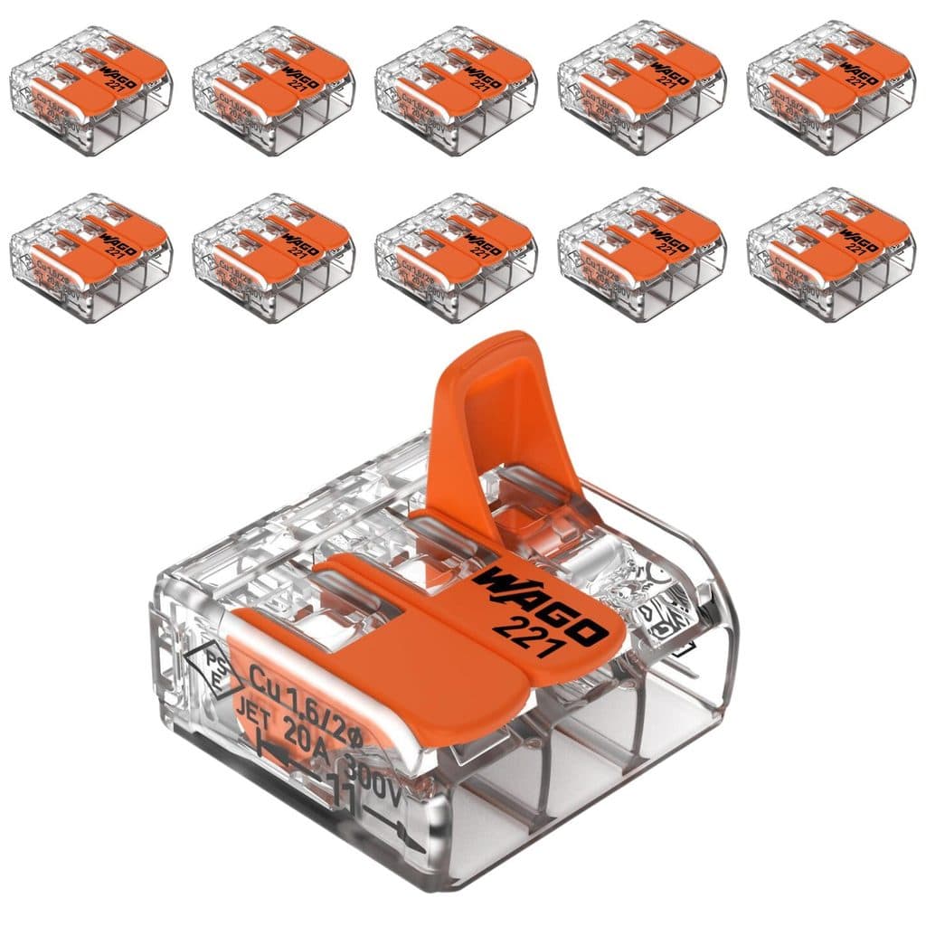 Kit 10 Conector Emenda Alavanca 221-413 4mm 32a Wago 3 Fios