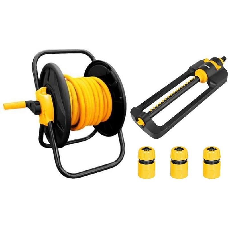 Suporte Enrolador s/rodas +Mang 30m+Aspersor 17 jatos Vonder