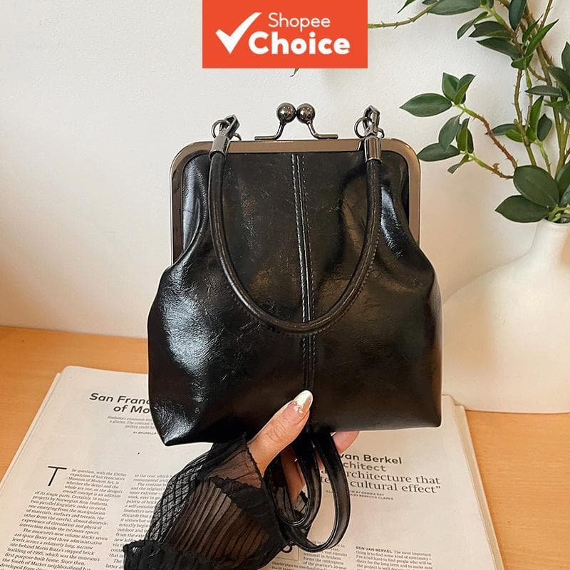 Estilo Vintage Feminino Bolsa de Mão Marrom Design Versátil Bolsa Tiracolo de Couro PU Senhora贝壳形斜挎包
